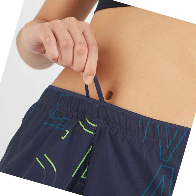 Salomon AGILE Shorts Dam Blå | 59271-MSJV