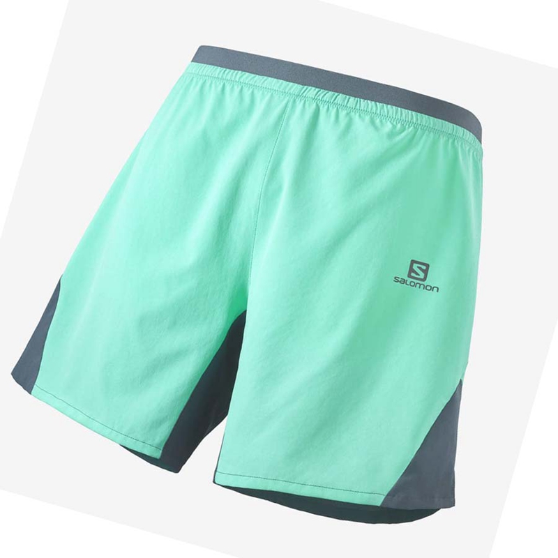 Salomon CROSS 7\'\' NO LINER Shorts Herr Mintgröna | 58219-HAXN