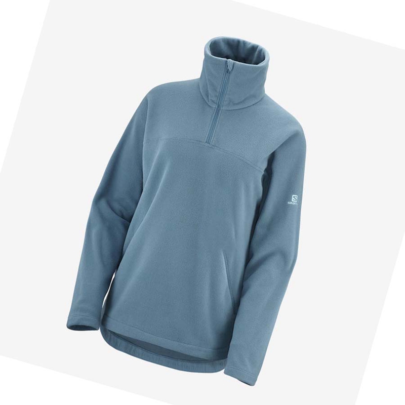 Salomon ESSENTIAL COSY FLEECE Hoodie Dam Blå | 19568-LWKB