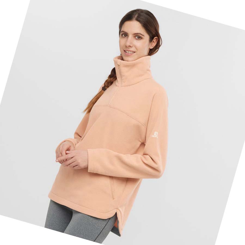 Salomon ESSENTIAL COSY FLEECE Hoodie Dam Rosa | 63720-RTUL