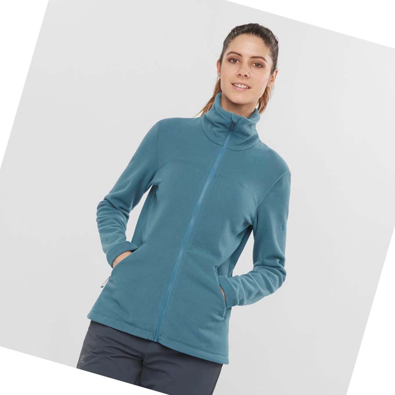 Salomon ESSENTIAL COSY FLEECE Hoodie Dam Blå | 63790-OKWF