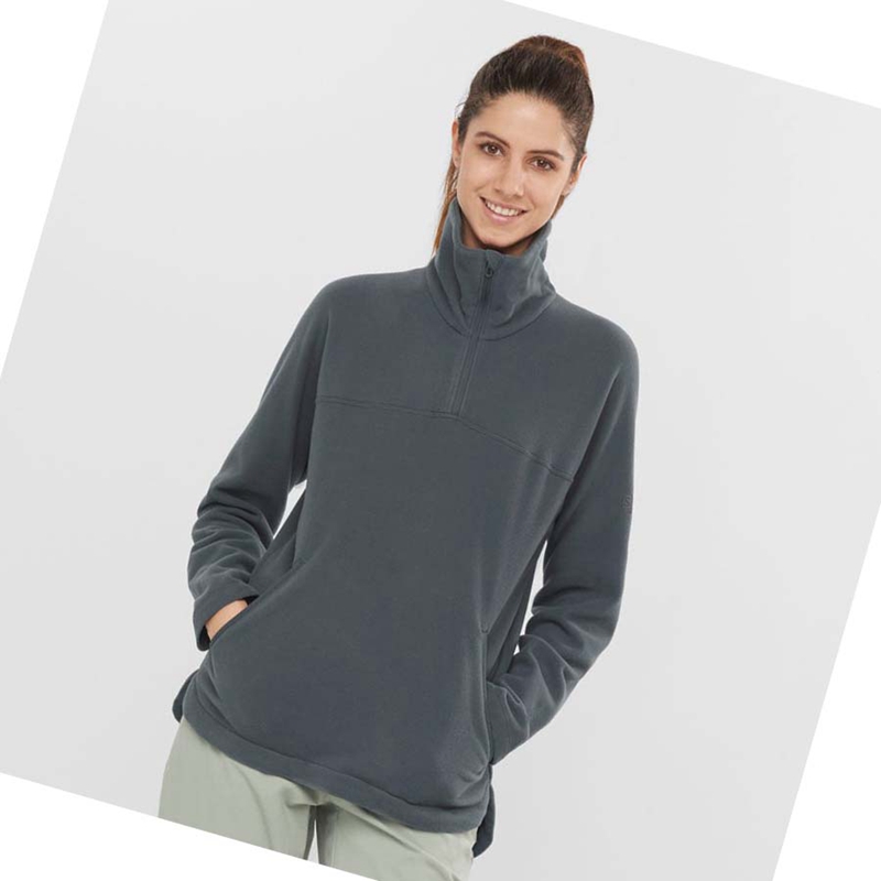 Salomon ESSENTIAL COSY FLEECE Hoodie Dam Grå | 86015-BQPG