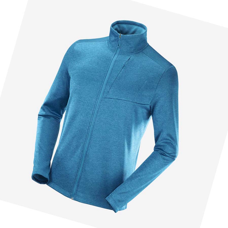 Salomon ESSENTIAL LIGHTWARM HEATHER Hoodie Herr Blå | 51746-RPFZ