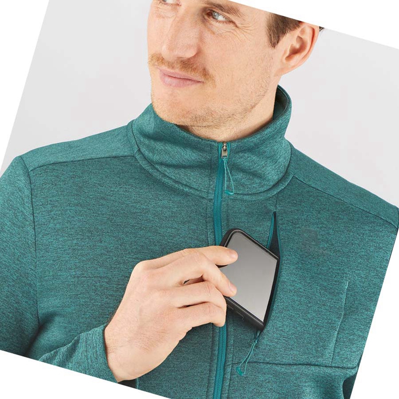 Salomon ESSENTIAL LIGHTWARM HEATHER Hoodie Herr Gröna | 53418-IYOZ