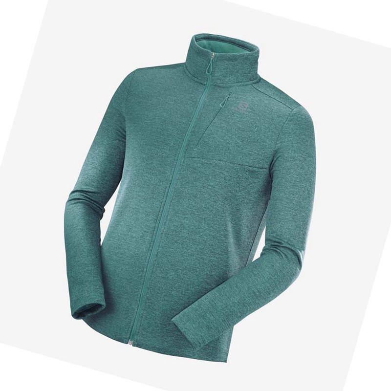 Salomon ESSENTIAL LIGHTWARM HEATHER Hoodie Herr Gröna | 53418-IYOZ