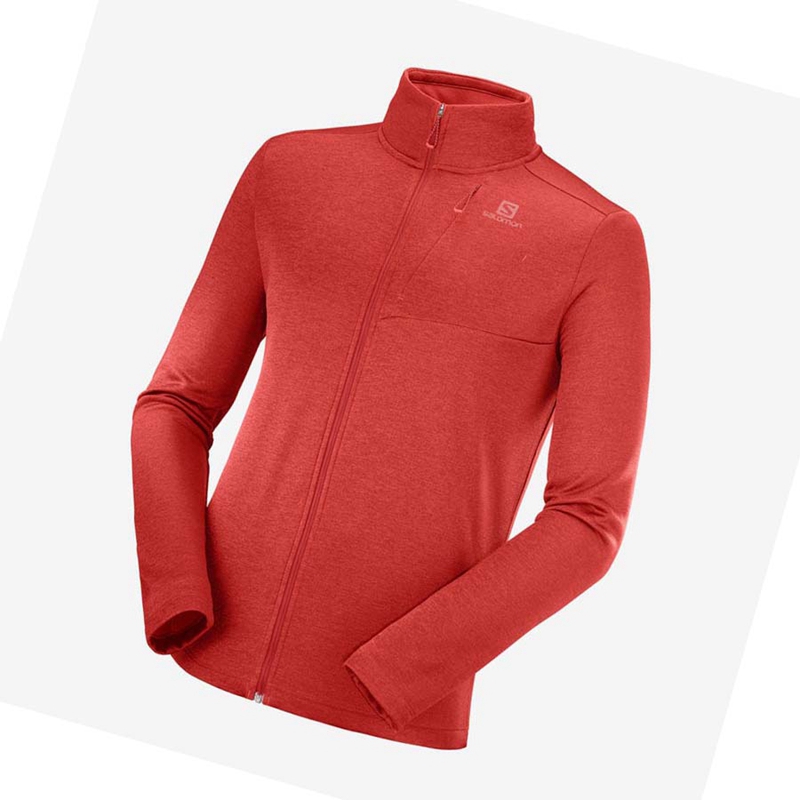 Salomon ESSENTIAL LIGHTWARM HEATHER Hoodie Herr Röda | 94350-XBEC