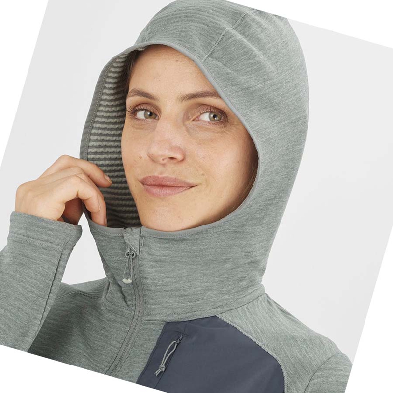 Salomon ESSENTIAL LIGHTWARM HOODED Hoodie Dam Gröna | 05926-LBOZ