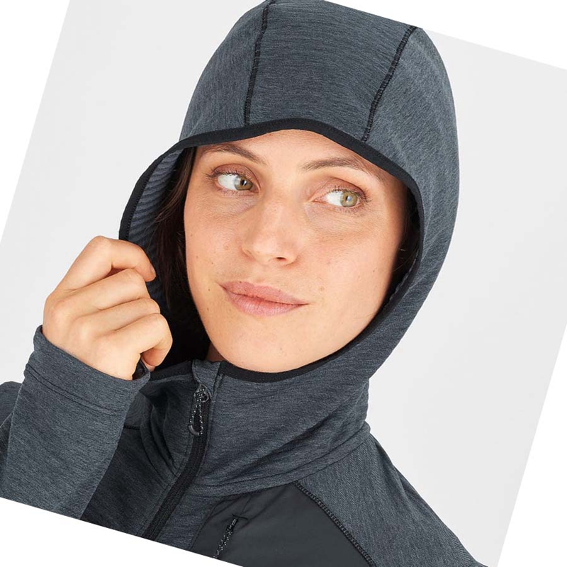 Salomon ESSENTIAL LIGHTWARM HOODED Hoodie Dam Svarta | 97214-SXYA