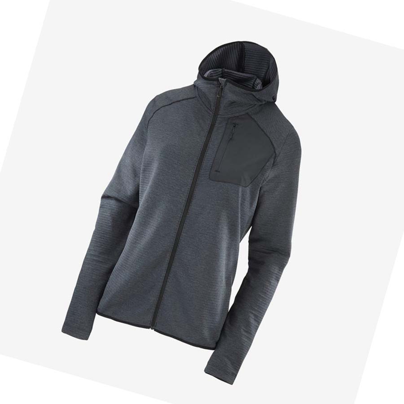 Salomon ESSENTIAL LIGHTWARM HOODED Hoodie Dam Svarta | 97214-SXYA