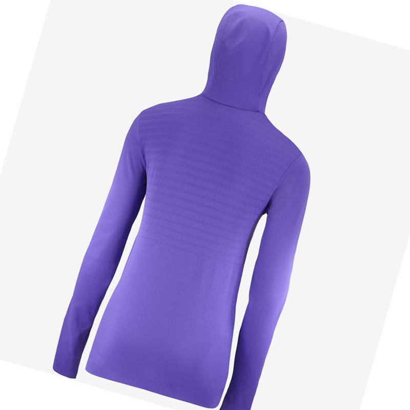 Salomon ESSENTIAL SEAMLESS Hoodie Dam Lila | 84376-NCMA