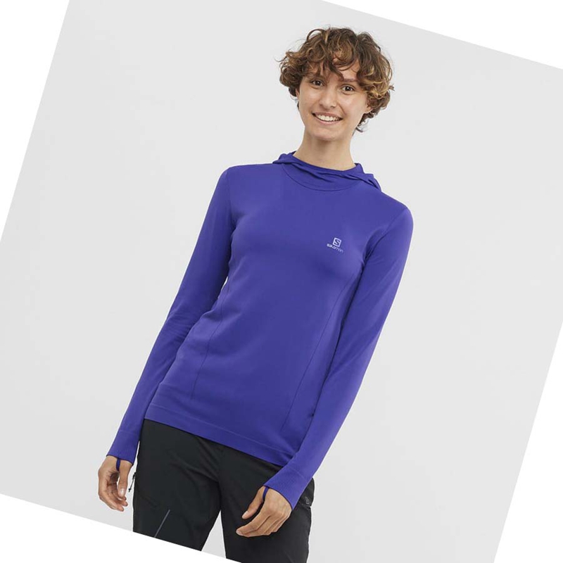 Salomon ESSENTIAL SEAMLESS Hoodie Dam Lila | 84376-NCMA