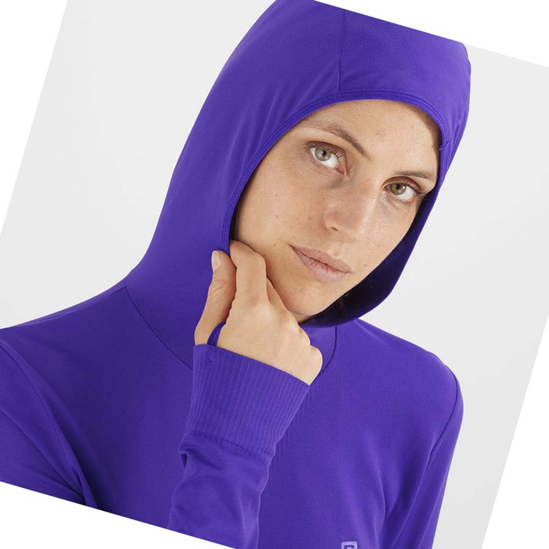 Salomon ESSENTIAL SEAMLESS Hoodie Dam Lila | 84376-NCMA