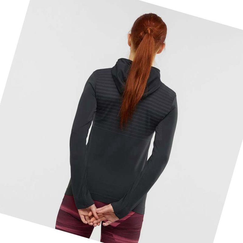 Salomon ESSENTIAL SEAMLESS Hoodie Dam Svarta | 72598-JORI