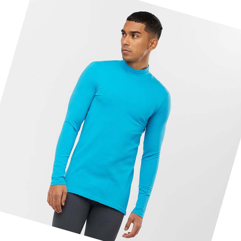 Salomon ESSENTIAL SEAMLESS T-shirt Herr Blå | 93841-IZFK