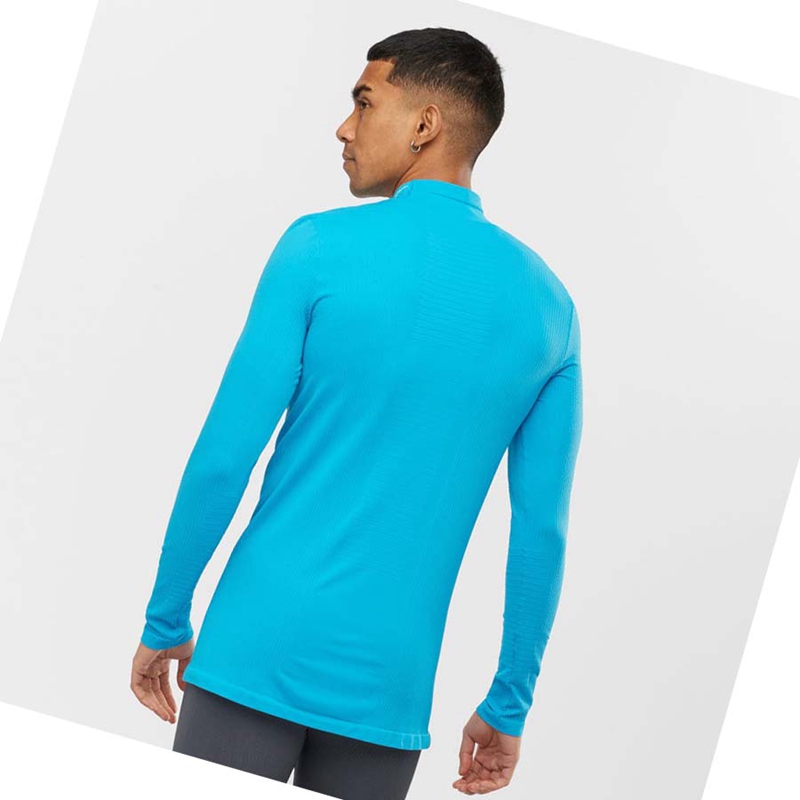 Salomon ESSENTIAL SEAMLESS T-shirt Herr Blå | 93841-IZFK