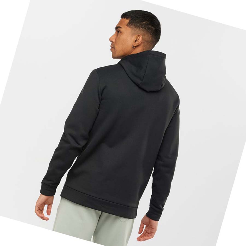 Salomon ESSENTIAL WARM FLEECE Hoodie Herr Svarta | 68034-HNRP