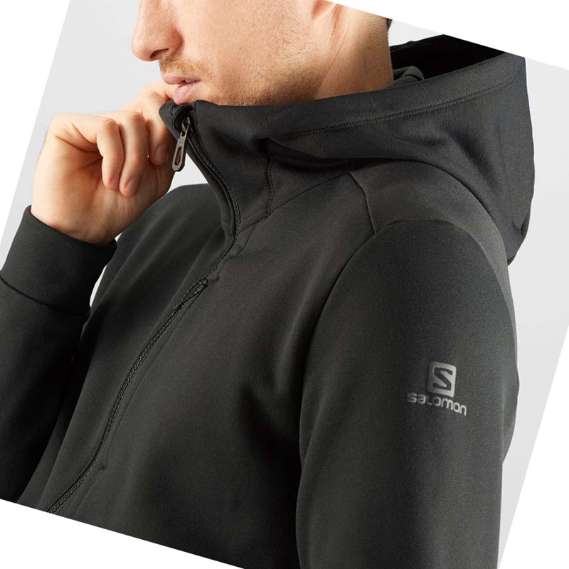 Salomon ESSENTIAL WARM FLEECE Hoodie Herr Svarta | 68034-HNRP