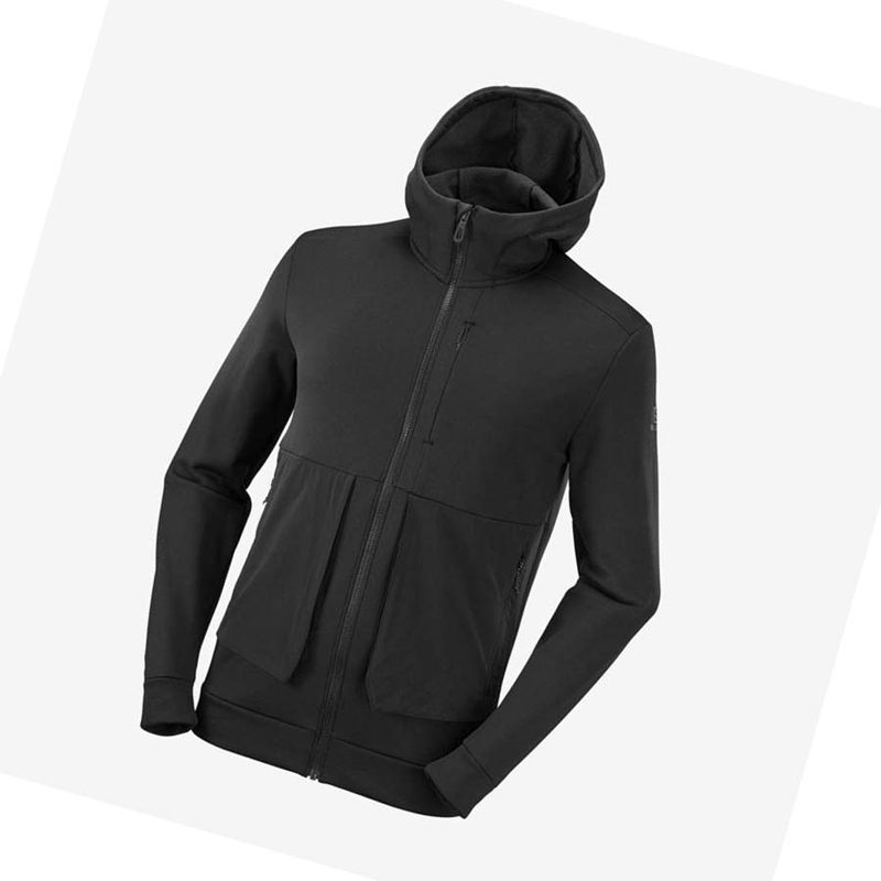 Salomon ESSENTIAL WARM FLEECE Hoodie Herr Svarta | 68034-HNRP