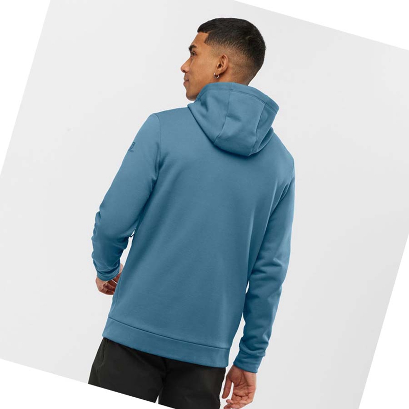 Salomon ESSENTIAL WARM FLEECE Hoodie Herr Blå | 73620-IQSV