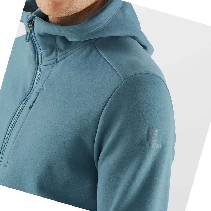 Salomon ESSENTIAL WARM FLEECE Hoodie Herr Blå | 73620-IQSV