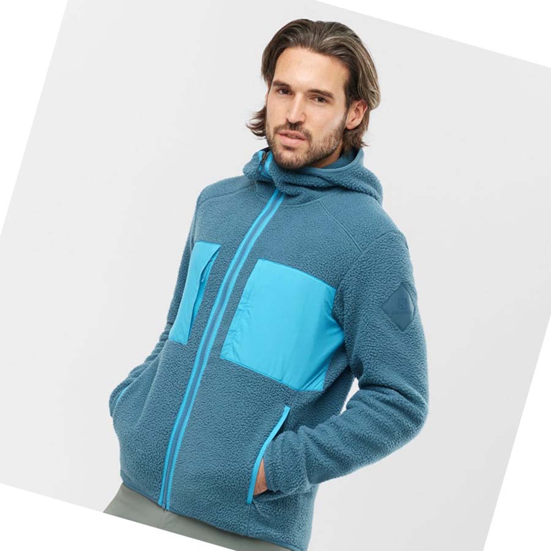 Salomon ESSENTIAL WARM TEDDY Hoodie Herr Blå | 35284-HDVU