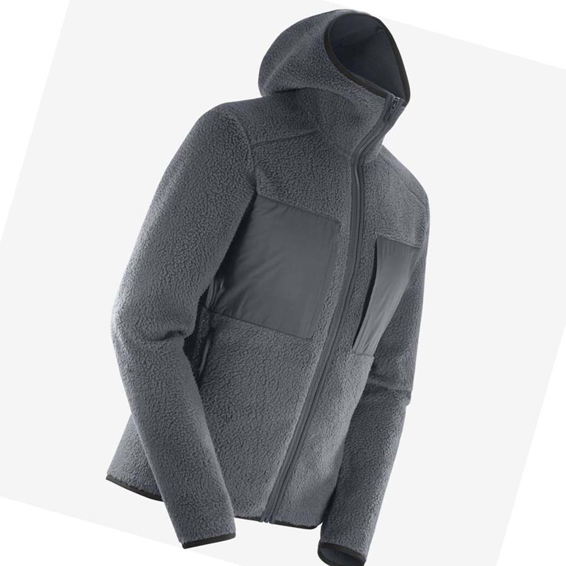 Salomon ESSENTIAL WARM TEDDY Hoodie Herr Grå | 65837-UYNB