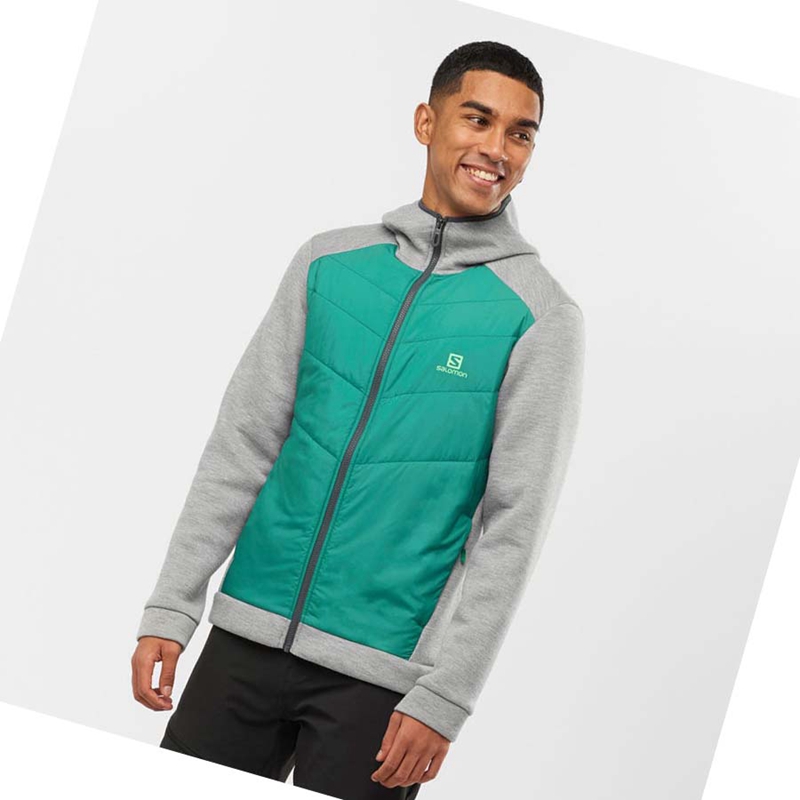 Salomon ESSENTIAL XWARM HYBRID Hoodie Herr Gröna | 26095-FLQT