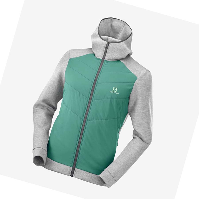 Salomon ESSENTIAL XWARM HYBRID Hoodie Herr Gröna | 26095-FLQT