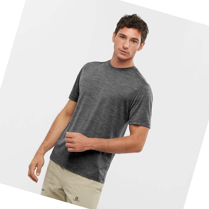 Salomon OUTLIFE MERINO BLEND T-shirt Herr Svarta | 81452-SRNZ