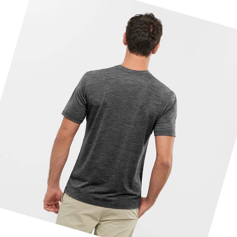 Salomon OUTLIFE MERINO BLEND T-shirt Herr Svarta | 81452-SRNZ