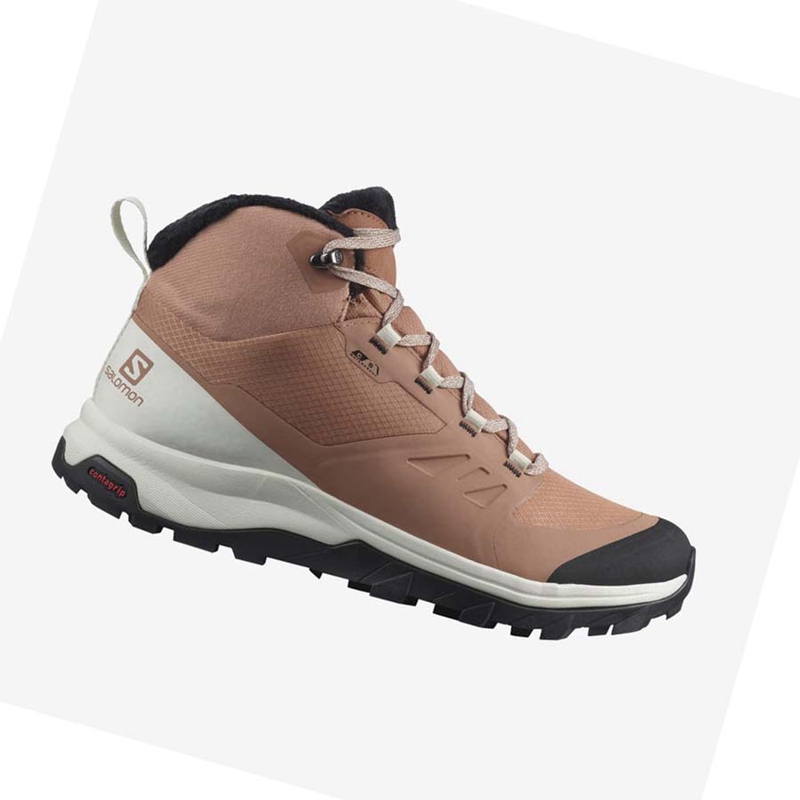 Salomon OUTSNAP CLIMASALOMON™ WATERPROOF Vinterkängor Dam Beige | 37851-IVTL