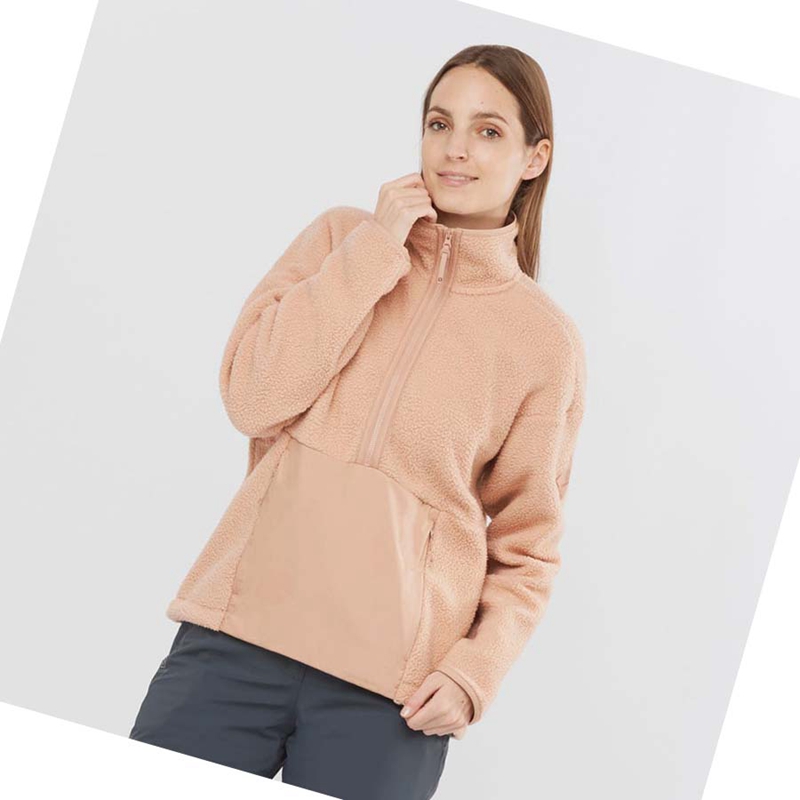 Salomon SNOWSHELTER TEDDY Hoodie Dam Rosa | 27413-UOAP