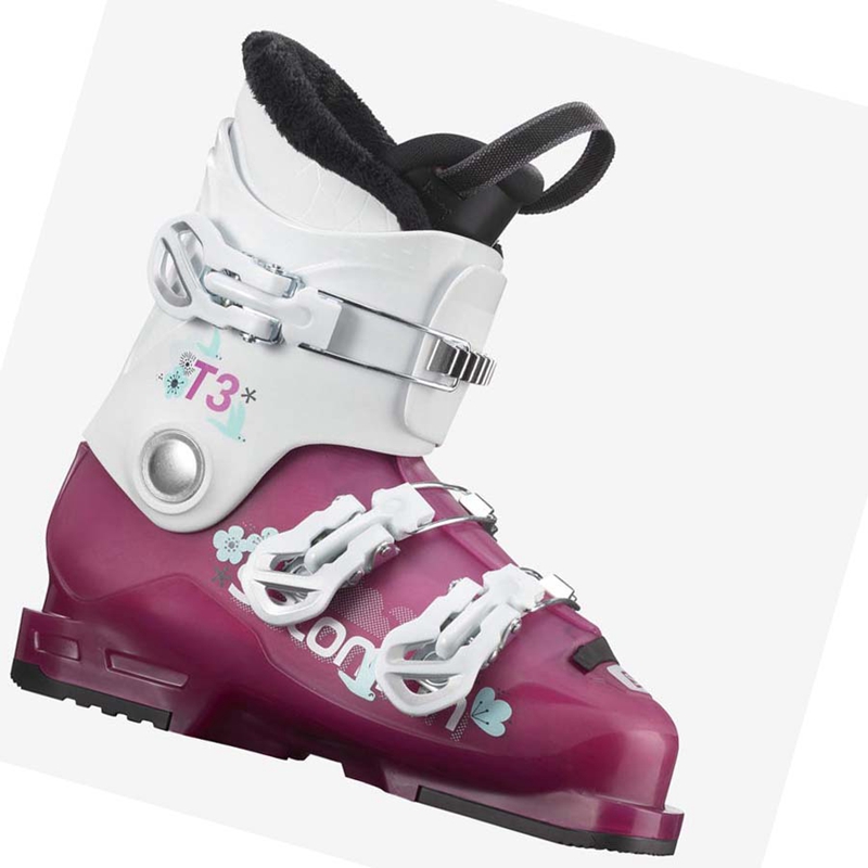 Salomon T3 RT GIRLY Pjäxor Barn Lila Vita | 95013-UCTL