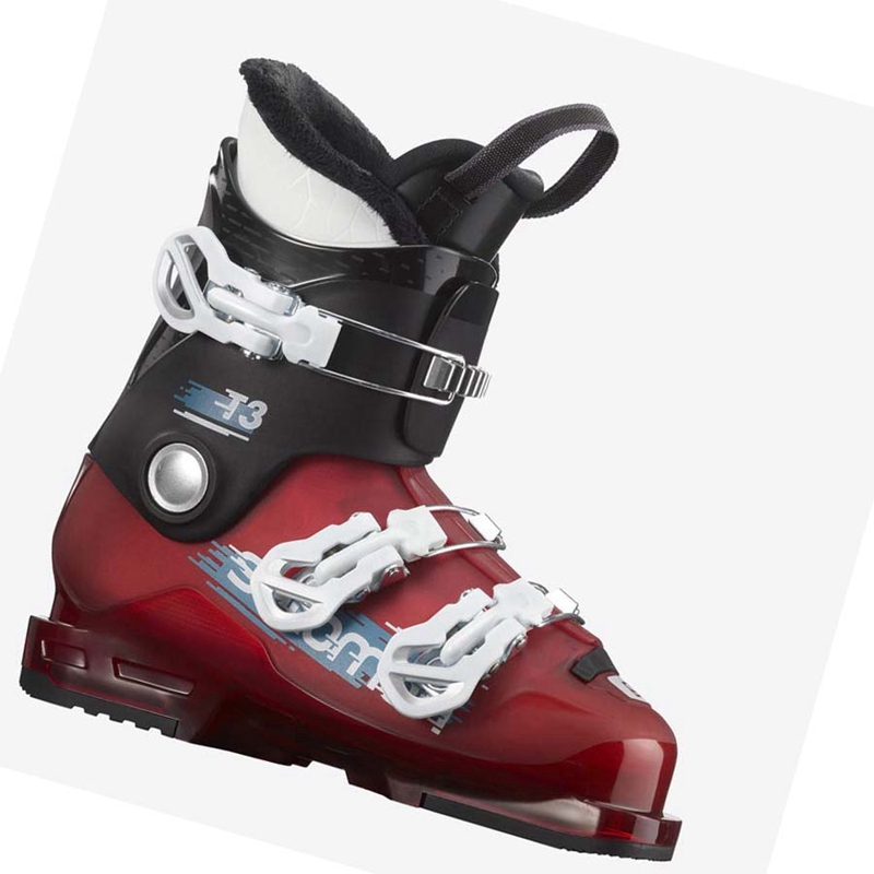 Salomon T3 RT Pjäxor Barn Svarta Röda Vita | 40169-WKOL