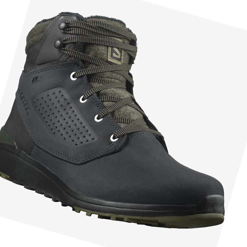 Salomon UTILITY WINTER CLIMASALOMON™ WATERPROOF Vinterkängor Herr Svarta Gröna | 08352-KMQL