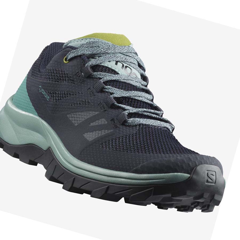 Salomon WoOUTLINE GORE-TEX Vandringsskor Dam Svarta Gröna | 29501-PIEA