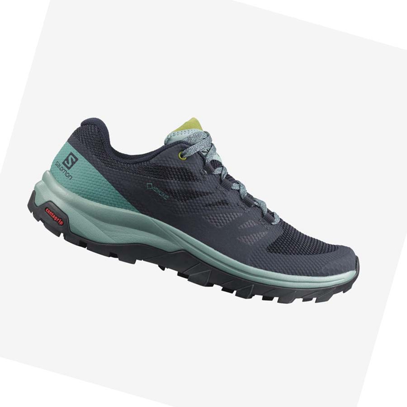 Salomon WoOUTLINE GORE-TEX Vandringsskor Dam Svarta Gröna | 29501-PIEA