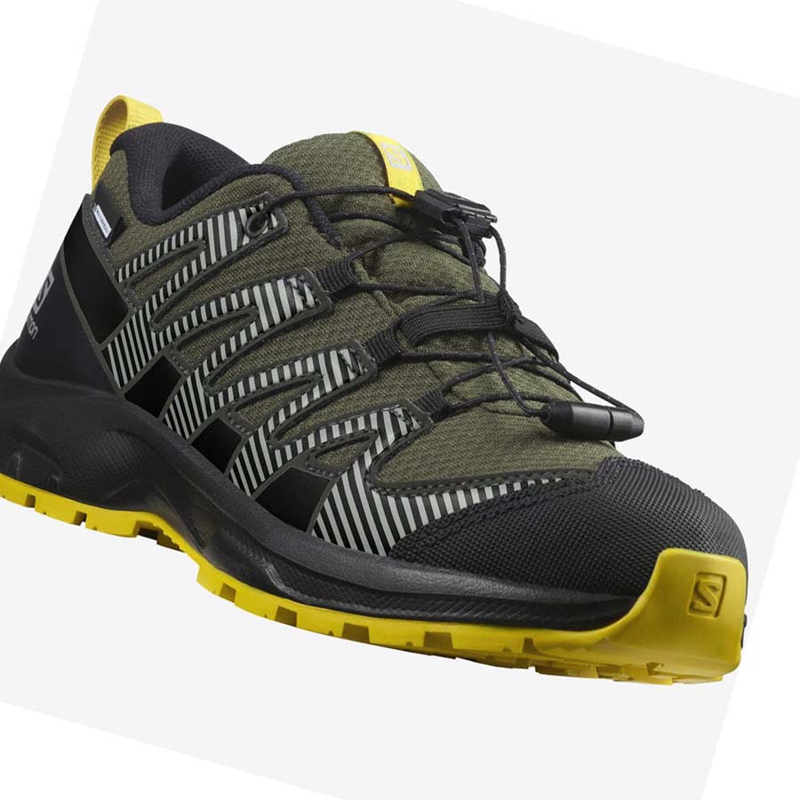 Salomon XA PRO V8 CLIMASALOMON™ WATERPROOF Trail löparskor Barn Olivgröna | 40569-HJFX