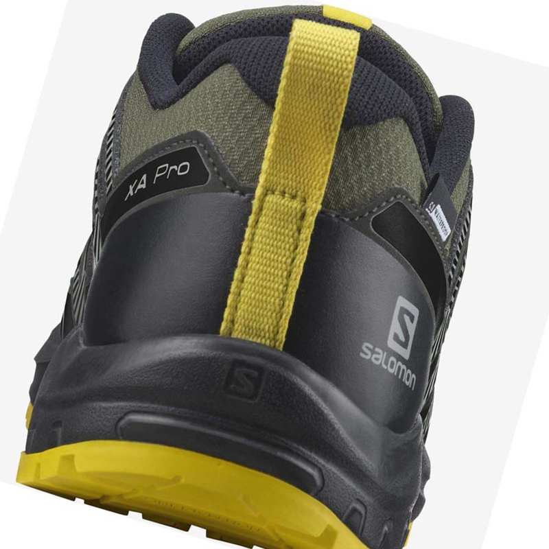 Salomon XA PRO V8 CLIMASALOMON™ WATERPROOF Trail löparskor Barn Olivgröna | 40569-HJFX