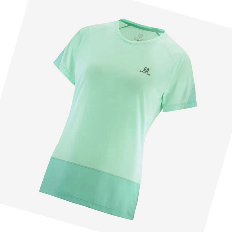 Salomon CROSS RUN T-shirt Dam Gröna | 13840-EBOC