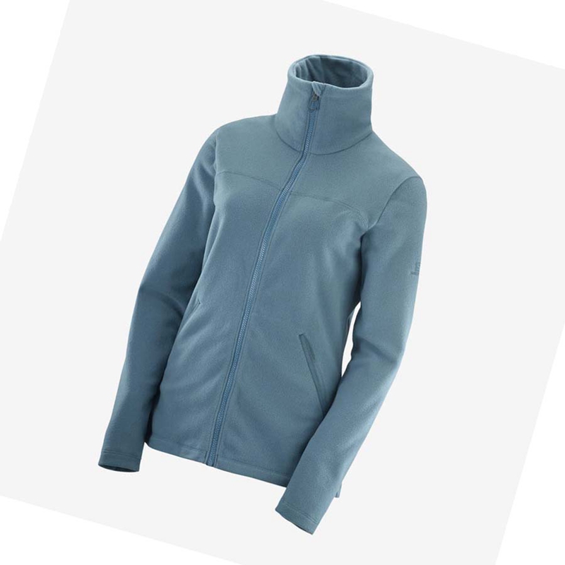 Salomon ESSENTIAL COSY FLEECE Hoodie Dam Blå | 63790-OKWF