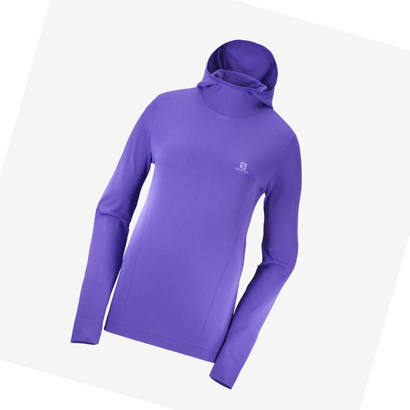 Salomon ESSENTIAL SEAMLESS Hoodie Dam Lila | 84376-NCMA