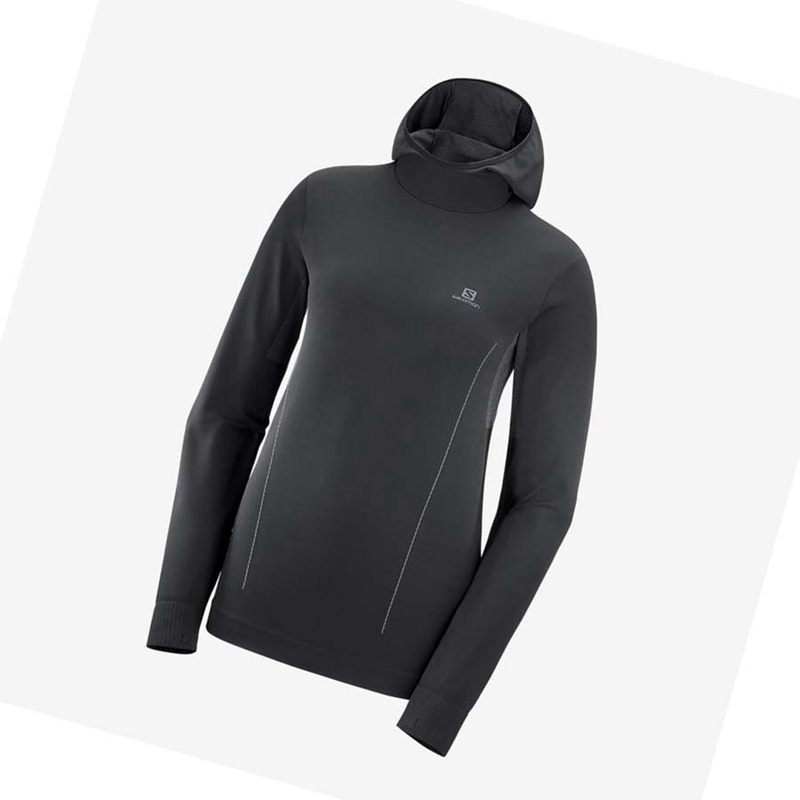 Salomon ESSENTIAL SEAMLESS Hoodie Dam Svarta | 72598-JORI