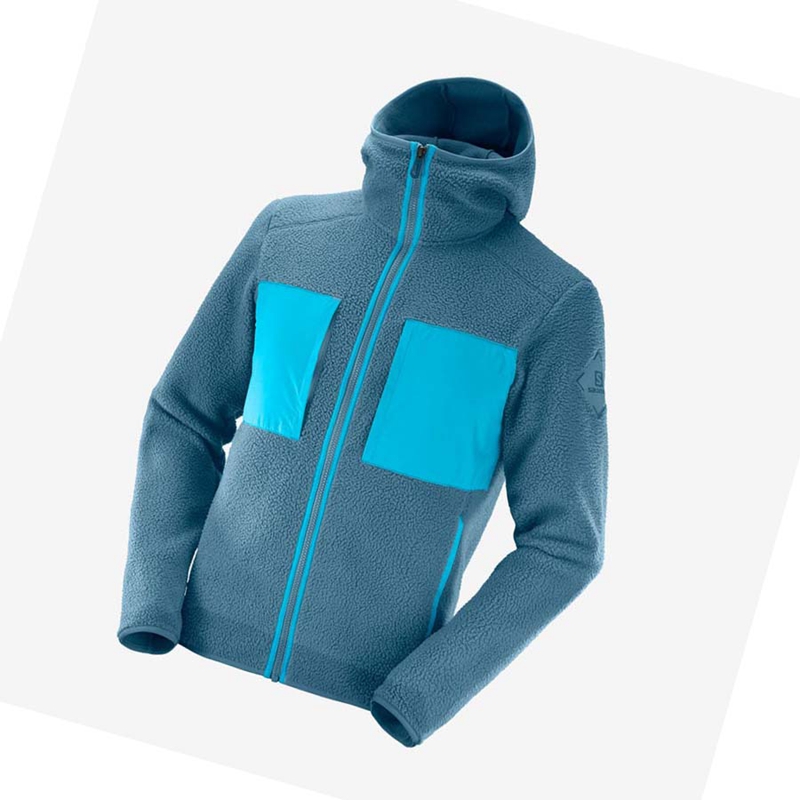 Salomon ESSENTIAL WARM TEDDY Hoodie Herr Blå | 35284-HDVU