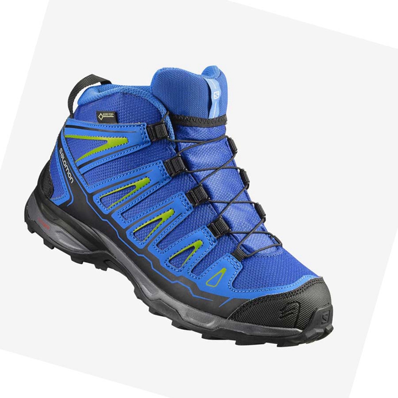 Salomon X-ULTRA MID GORE-TEX GTX Vandringsskor Barn Blå | 69823-HUAZ